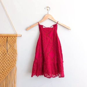 Abercrombie & Fitch Lace High Neck Peplum Tank Top